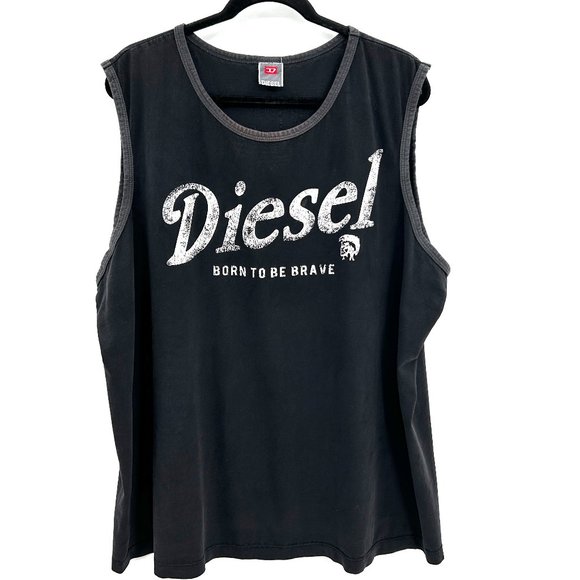 Diesel Shirts Diesel Mens Black White Faded Distressed Born To Be